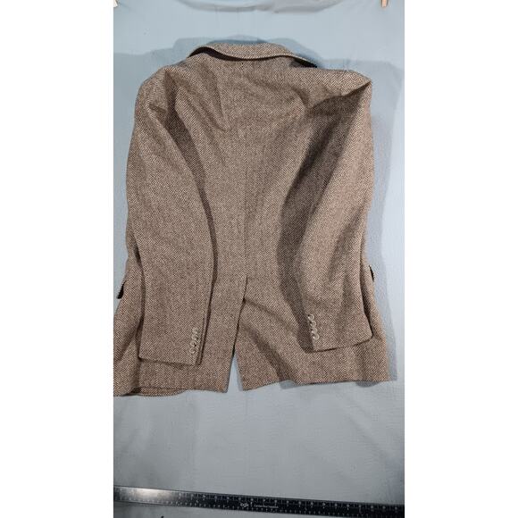 Vintage Polo Ralph Lauren Lambswool Alpaca Herringbone Blazer L Brown macau - Picture 8 of 8